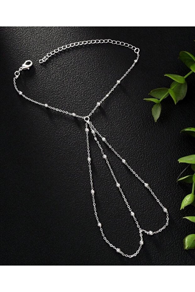 WRISTTE KADIN GÜMÜŞ TOP ZİNCİRLİ ŞAHMERAN BİLEKLİK