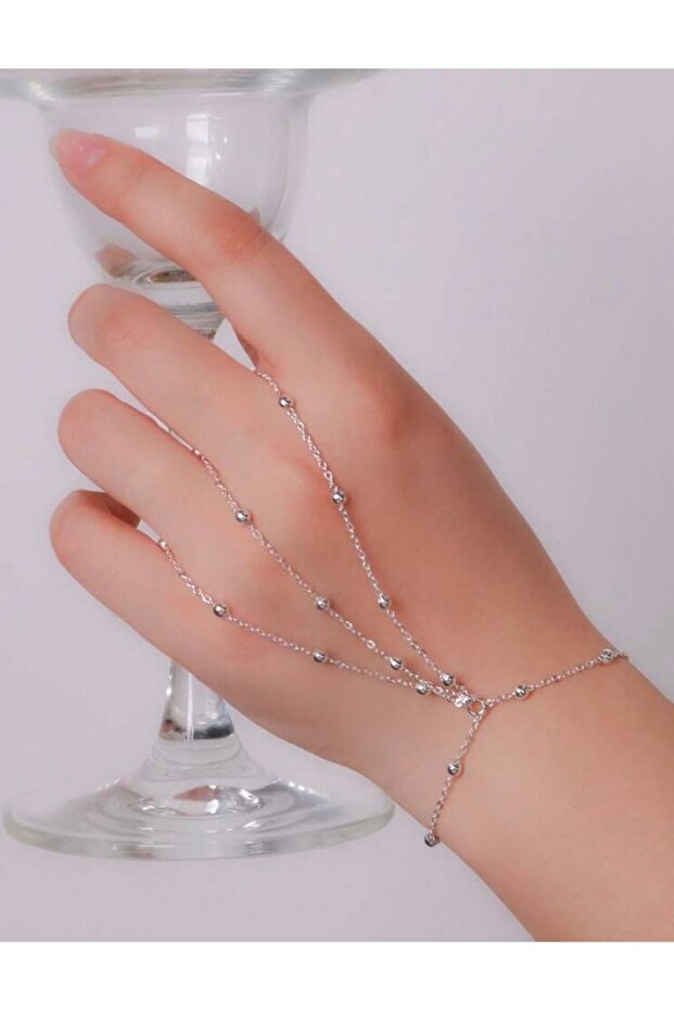 WRISTTE KADIN GÜMÜŞ TOP ZİNCİRLİ ŞAHMERAN BİLEKLİK