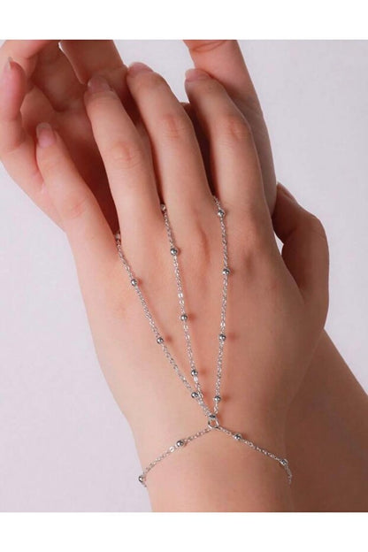 WRISTTE KADIN GÜMÜŞ TOP ZİNCİRLİ ŞAHMERAN BİLEKLİK